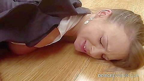 Sexy blonde model shows off her big black cock